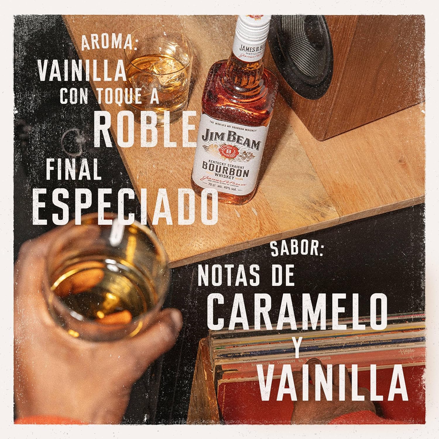 Detalle de Jim Beam White Kentucky Straight Bourbon Whiskey 70 cl