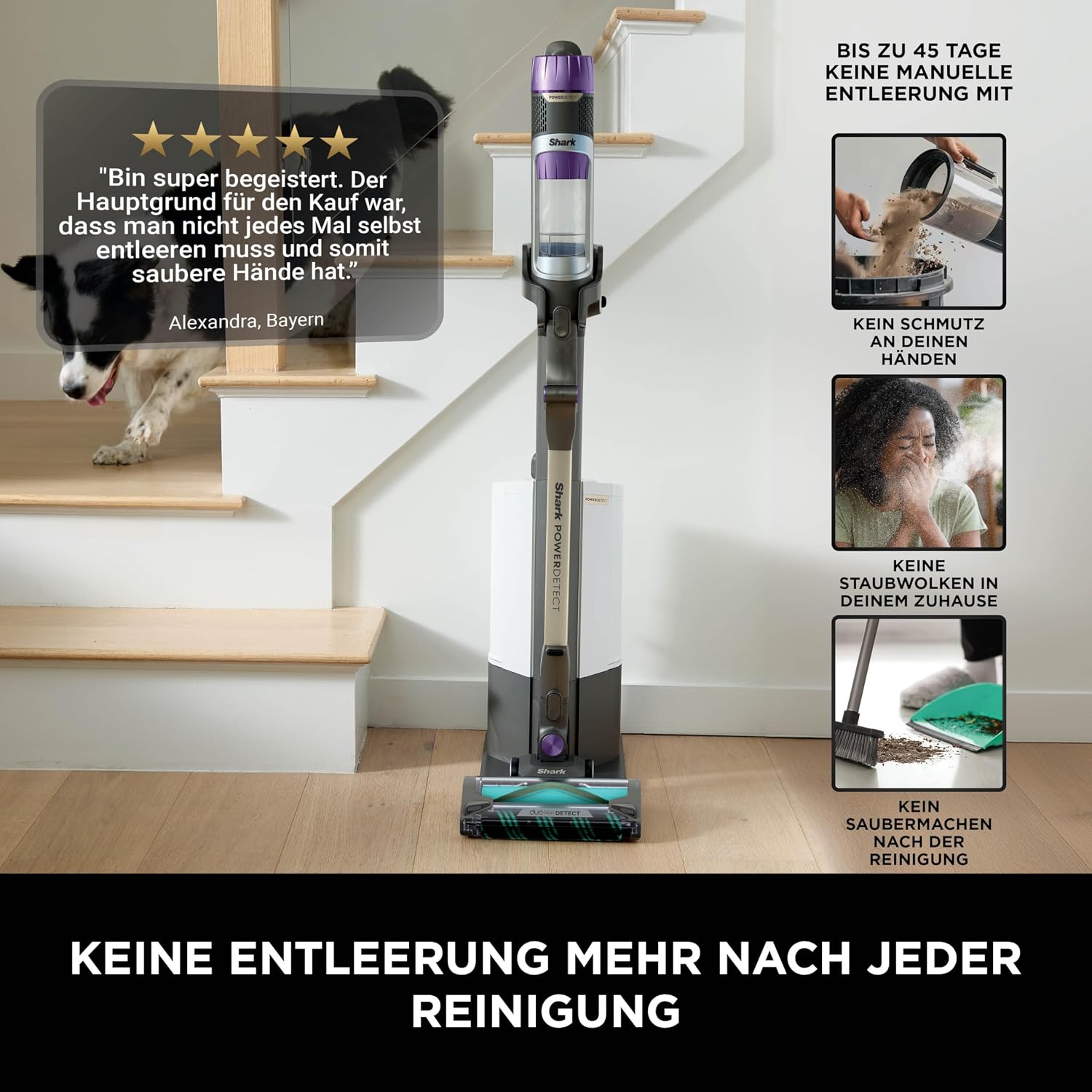 Detalle de Shark PowerDetect Clean & Empty Akku-Staubsauger für Haustierbesitzer – DuoClean Detect
