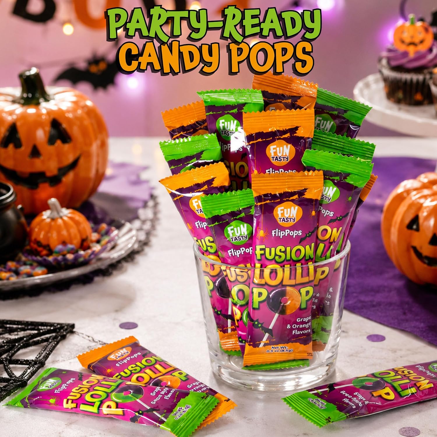 Detalle de FUNTASTY Halloween Lollipops, 40 Count, Individually Wrapped Sweet & Sour Candy