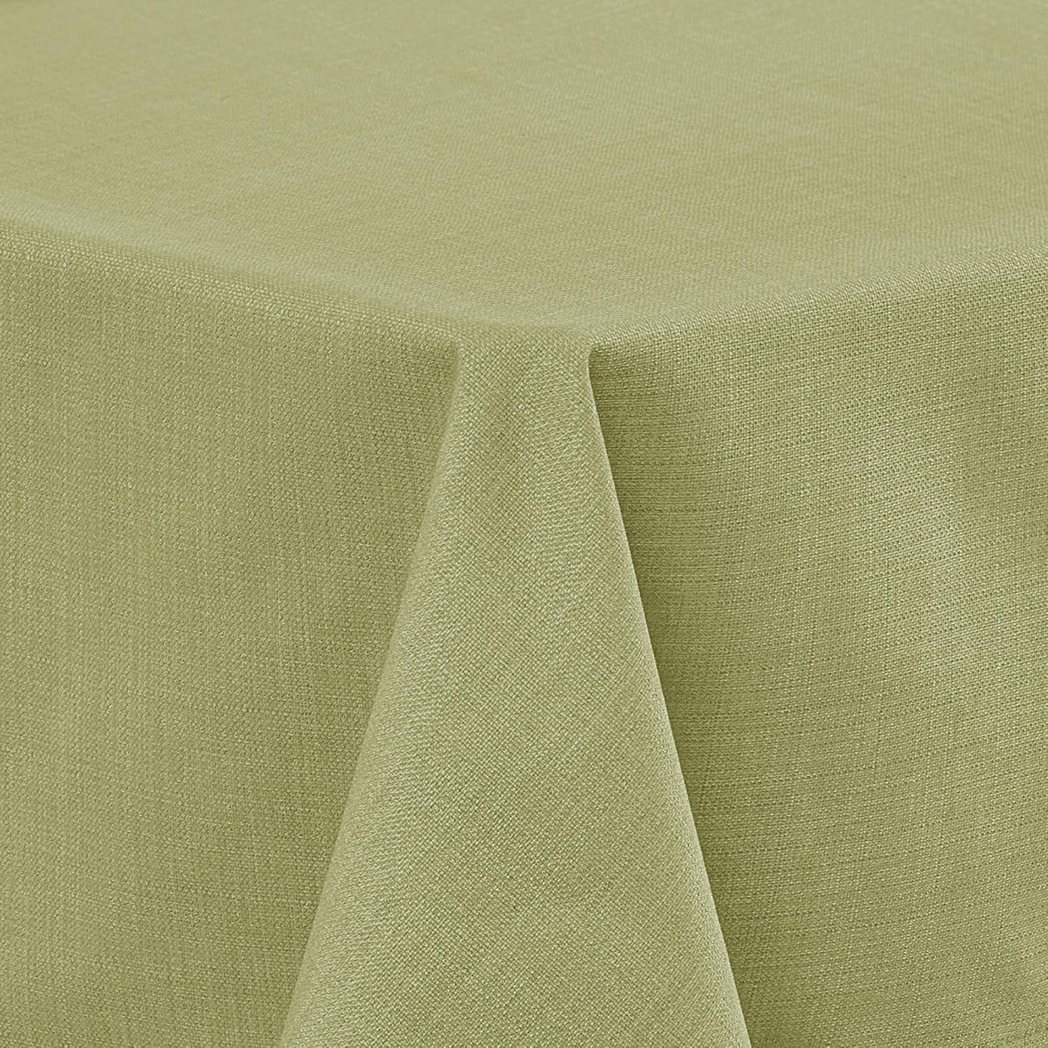 Deconovo Matcha wodoodporny obrus 300 × 150 cm, zielony, o wyglądzie lnu