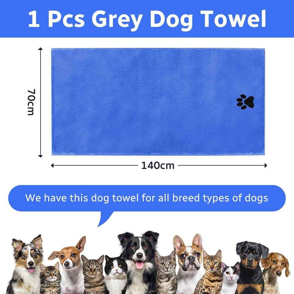 Thumbnail 1 de Adiwo asciugamani per cani in microfibra 140x70 cm (blu reale) – super assorbente ad asciugatura rapida