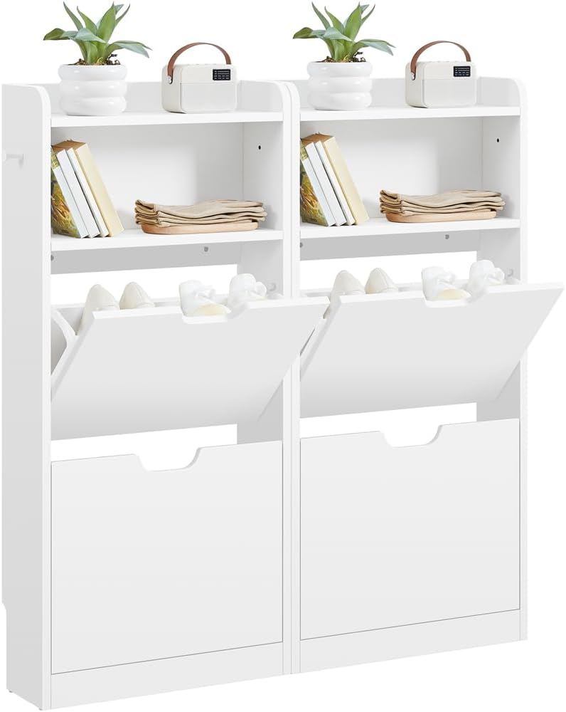 Imagen de Yaheetech Zapatero Estrecho 100x17x108 cm Blanco en OfertitasTOP