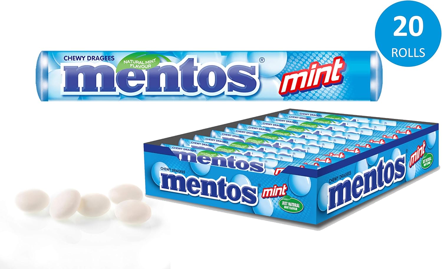 Detalle 2 de Mentos Menta - Caramelos Masticables 20x38g 🍬