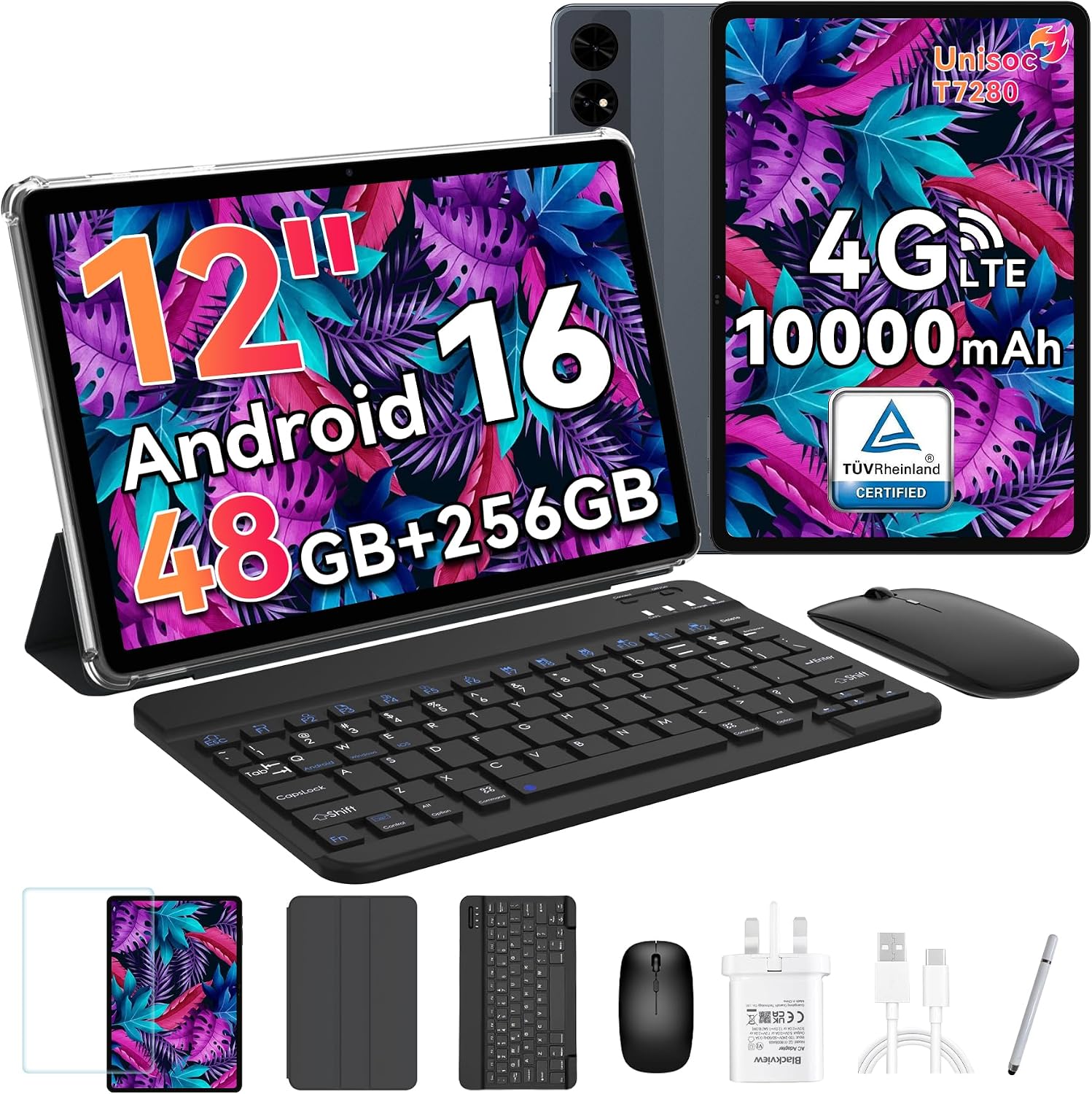 Detalle de 12 Inch Tablet with 2.5K Display, Android 16, 48GB RAM & 2TB Expandable Storage