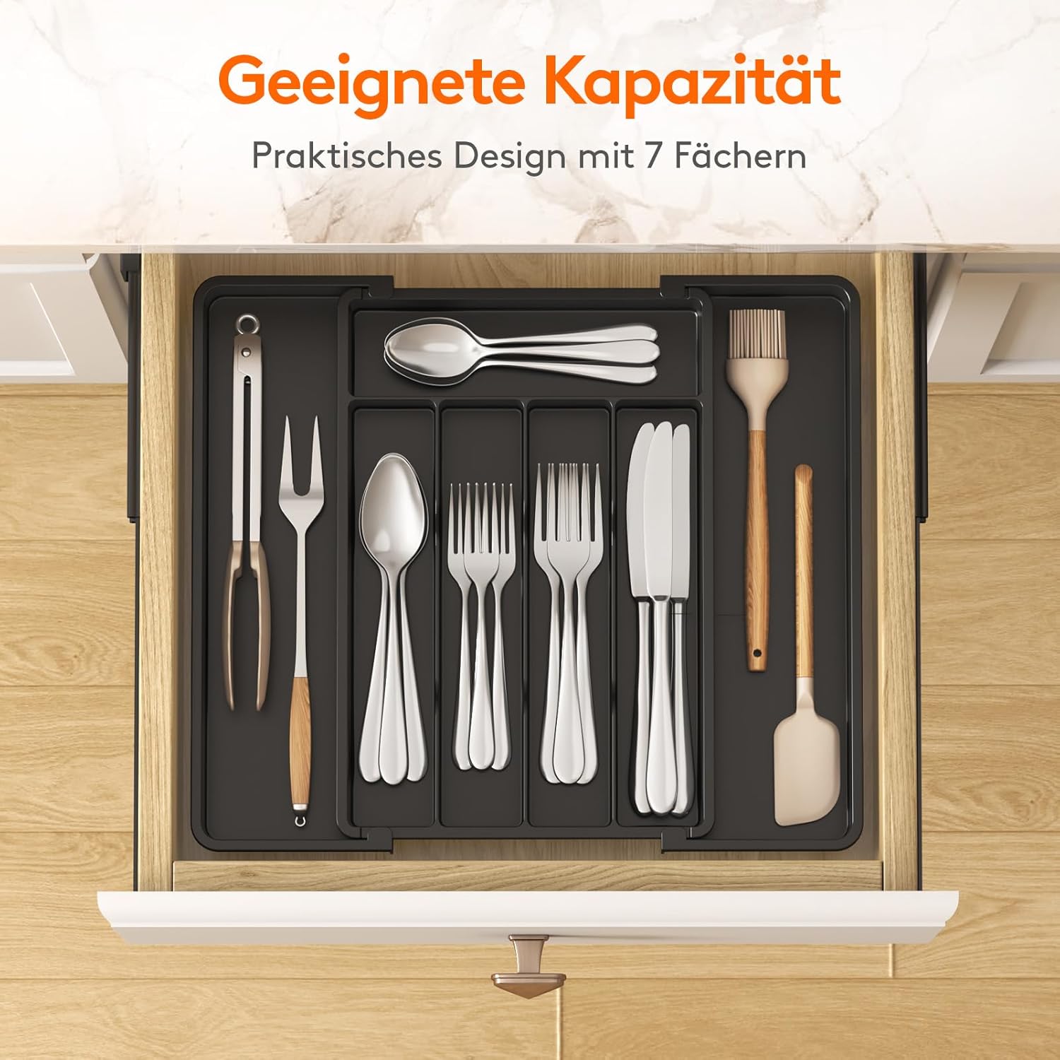 Detalle de Lifewit Besteckkasten verstellbar 41 cm 🍽