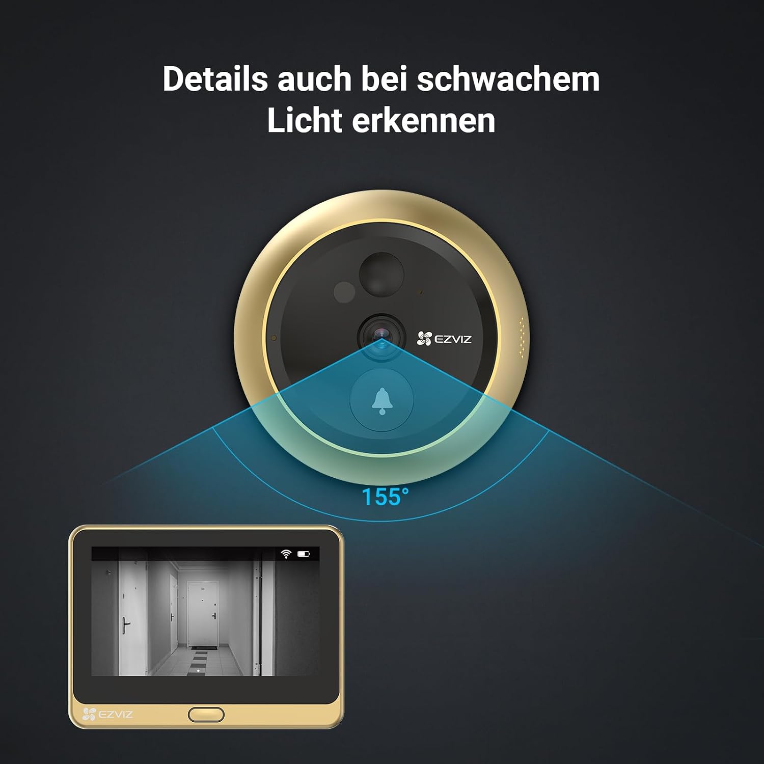 Detalle 2 de EZVIZ DP2C Video-Türklingel mit 2MP, 4,3-Zoll-Farbbildschirm, WLAN und Zwei-Wege-Audio (golden)
