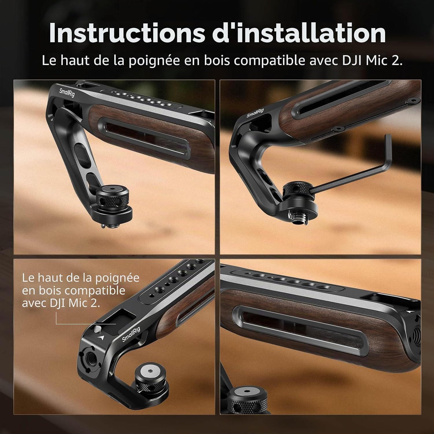 Thumbnail 4 de SMALLRIG Poignée Supérieure en Bois 165 mm
