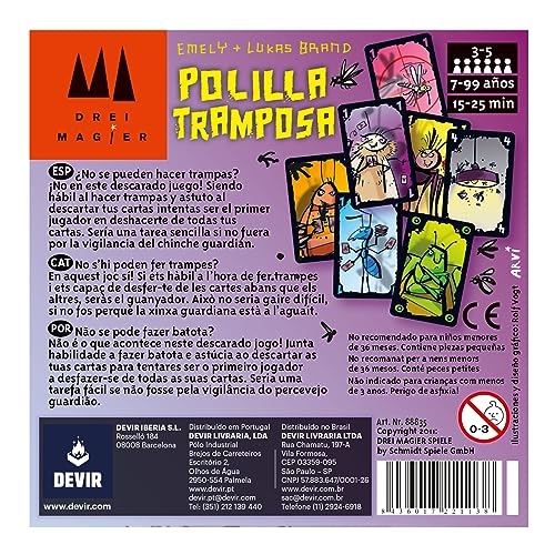 Detalle de Devir Polilla Tramposa, juego de cartas para 3-5 jugadores, partidas de 15-25 min