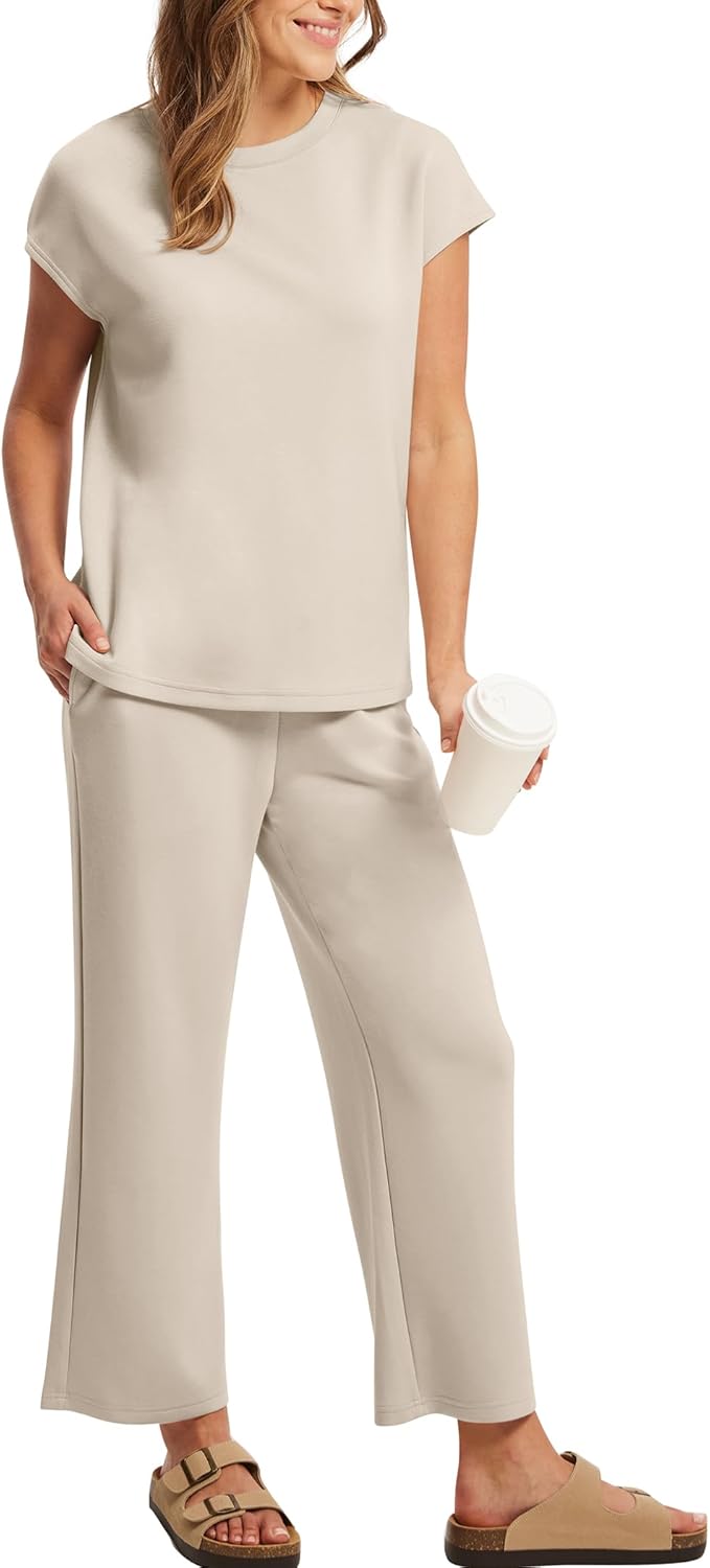 Thumbnail 3 de Sampeel Two Piece Sets for Women: Cap Sleeve Top & Wide-Leg Crop Pants