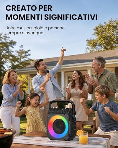 Thumbnail 8 de Wowstar Karaoke: Altoparlante Portatile Bluetooth 15 W con 2 Microfoni Wireless e LED per feste