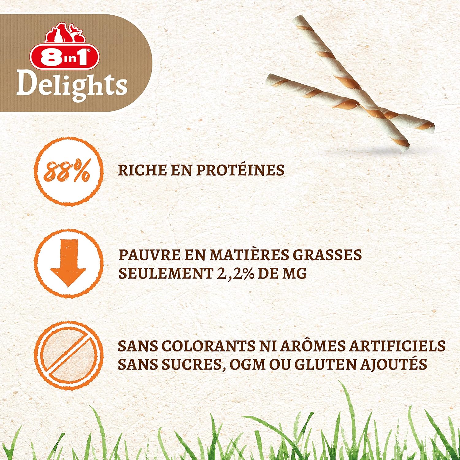 Detalle de 8in1 Delights Twisted Sticks - Sticks torsadés à Mâcher garnis de poulet pour Chien (35 pièces)