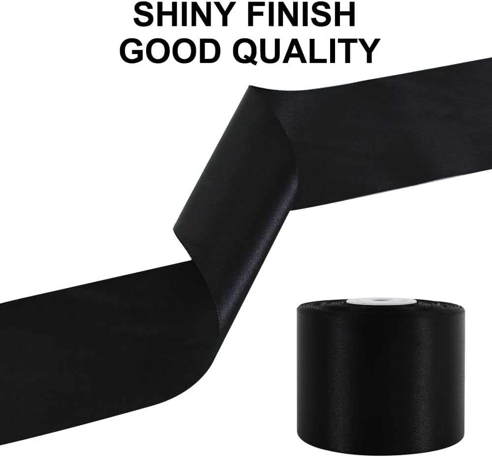 Thumbnail 1 de TONIFUL breites schwarzes Satinband (5,1 cm x 22,8 m) – einseitig glänzend, für Deko, Schleifen und Geschenkverpackung