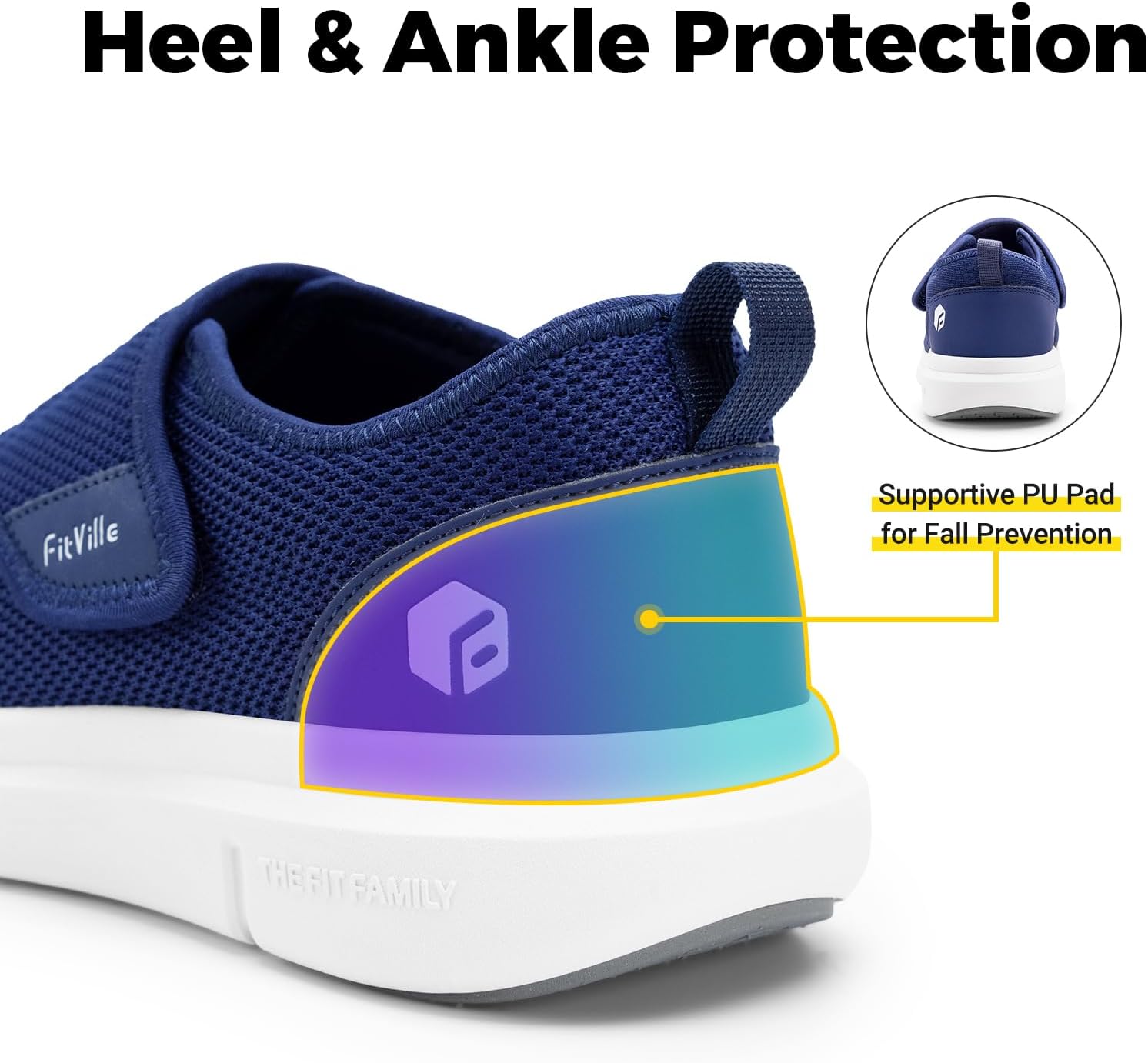 Thumbnail 4 de FitVille Mens Extra Wide Fit Diabetic Slippers with Adjustable Strap