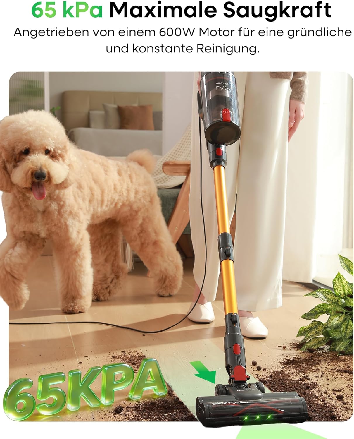 Thumbnail 1 de FAMIVAC FV2: Kabelstaubsauger mit leistungsstarker 65 kPa Saugkraft und Anti-Verhedderungsbürste