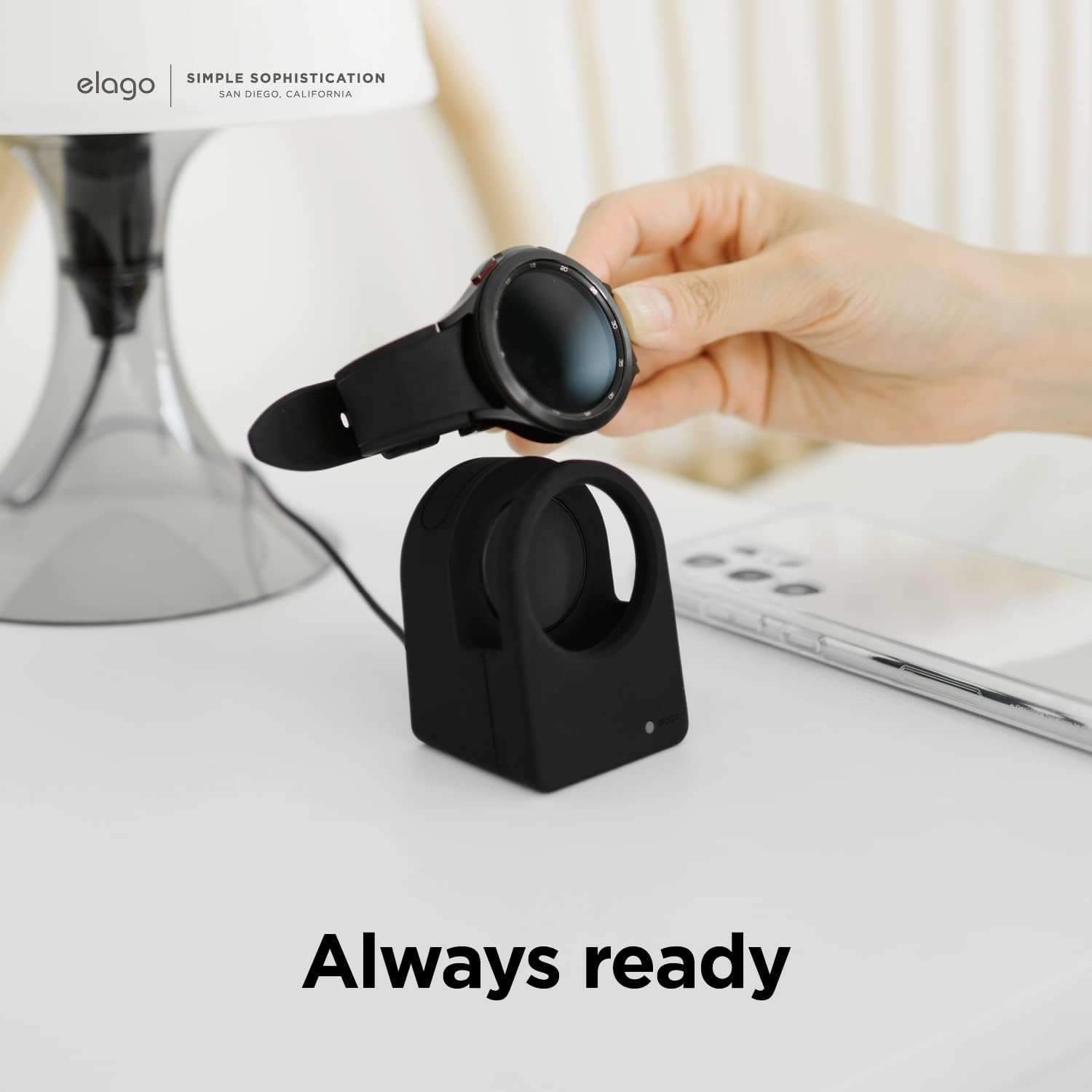 Thumbnail 2 de elago GWT3 Charger Stand for Samsung Galaxy Watch (Nightstand mode, silicone base)