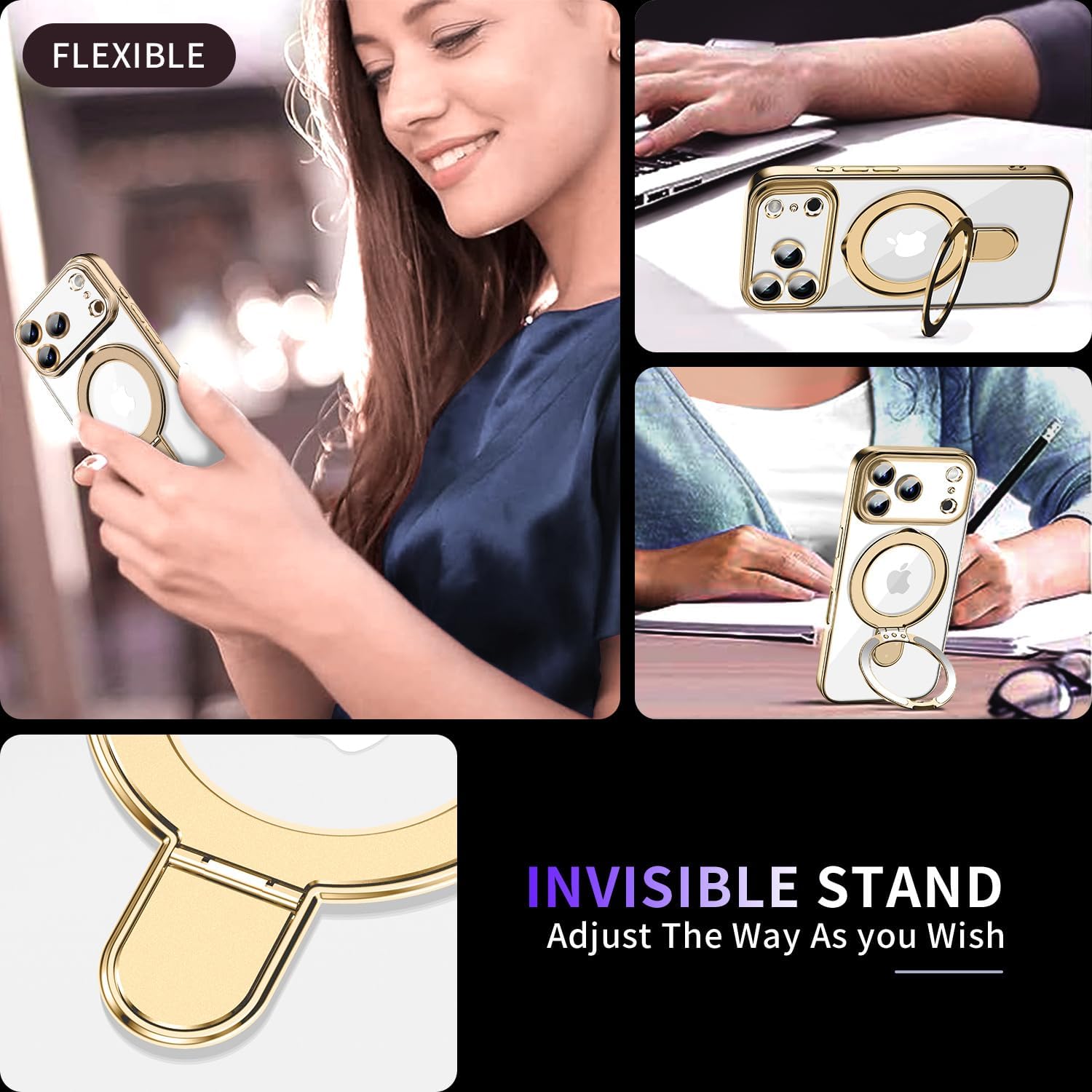 Thumbnail 1 de Pmteyoim Magnetic iPhone 17 Pro Max Case with Invisible Stand, MagSafe Compatibility & Full Camera Lens Protection