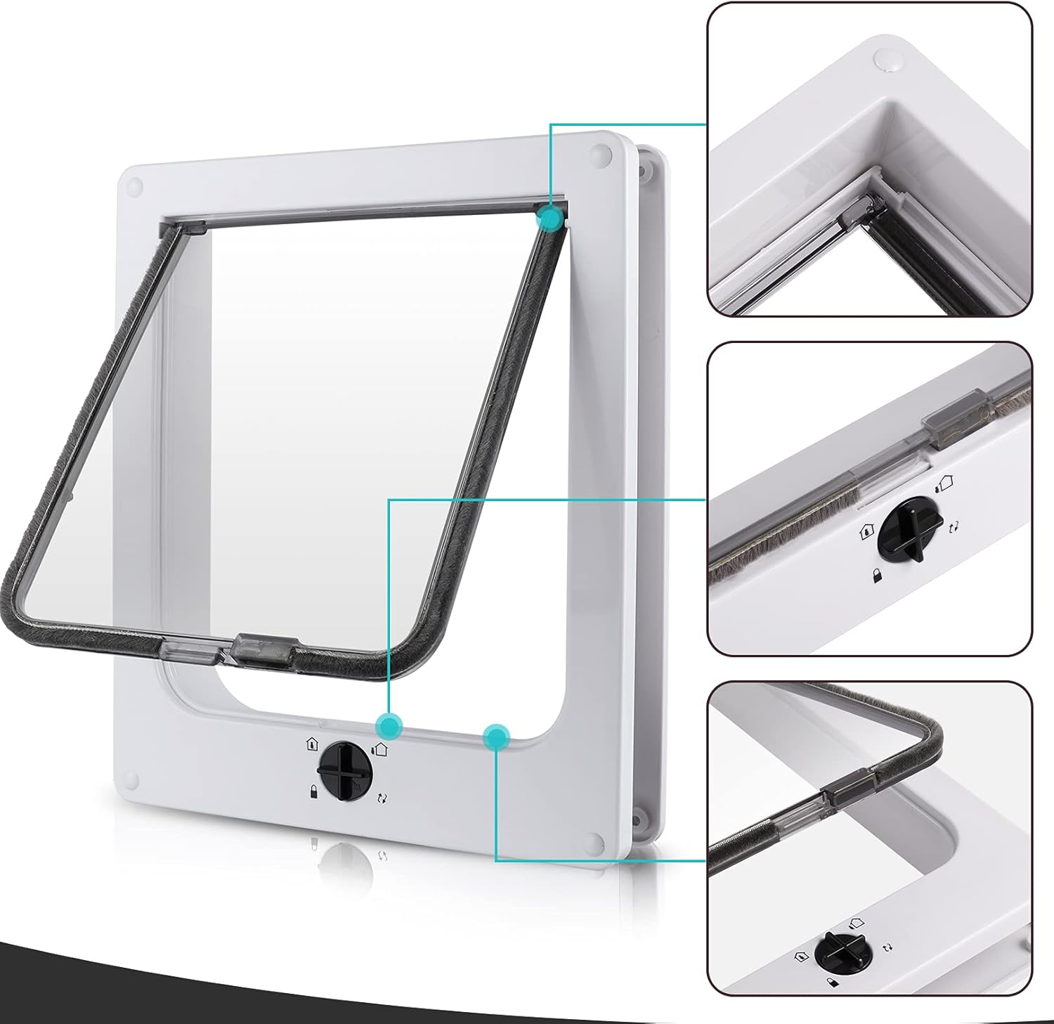 Thumbnail 3 de Sailnovo Katzenklappe „4 Wege“ mit Facile-Verschluss – für Katzen und kleine Hunde, Teleskoprahmen