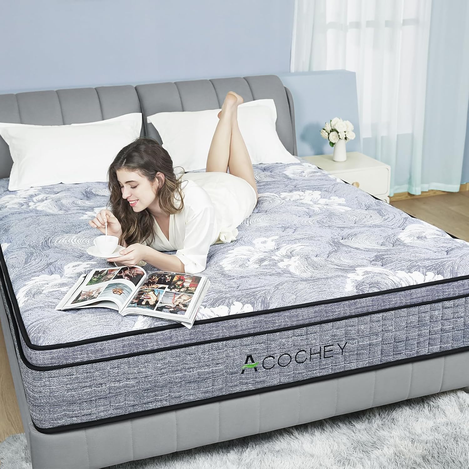 Thumbnail 1 de Acochey 4FT6 Double Hybrid Mattress with Gel Memory Foam & Pocket Springs