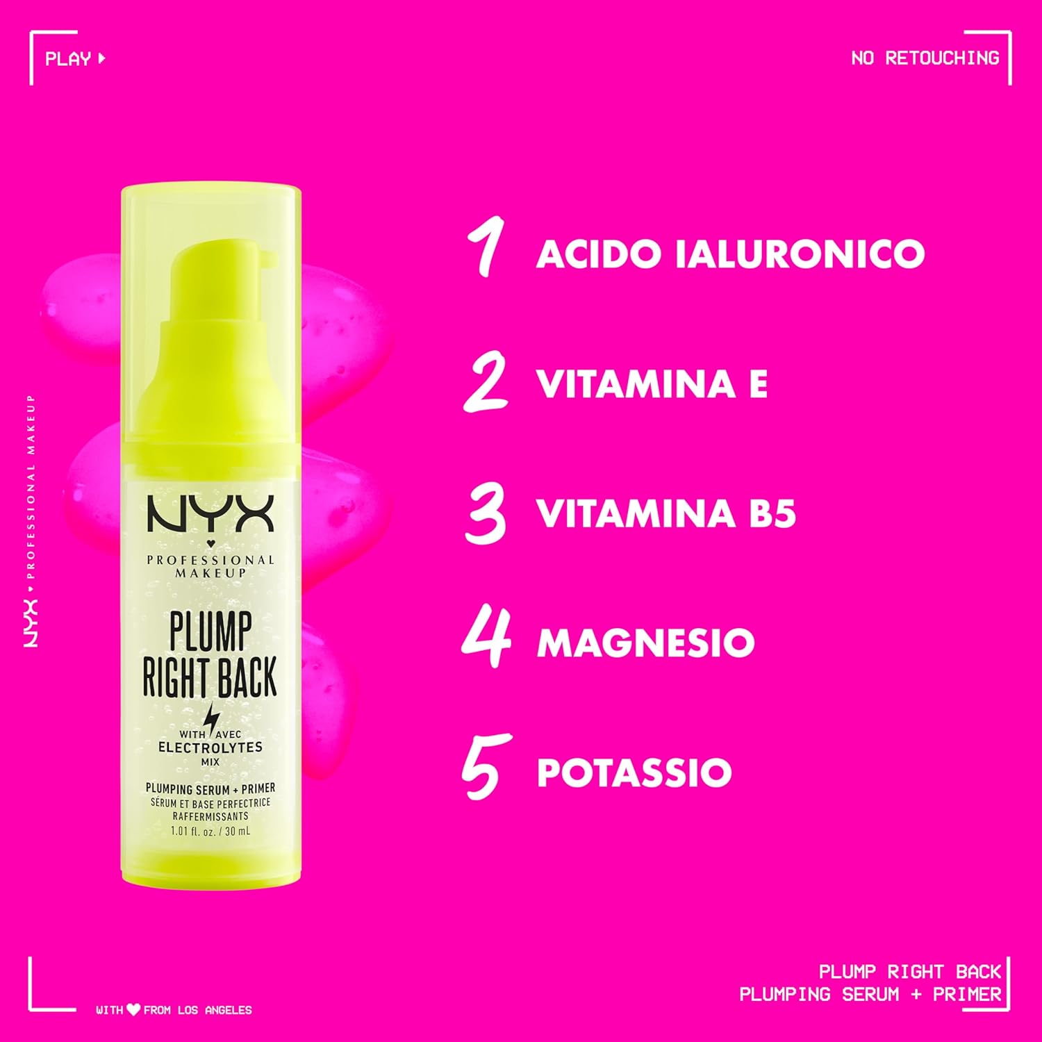 Detalle 2 de NYX Plump Right Back Primer & Siero con Elettroliti – 30 ml: primer trasparente vegan
