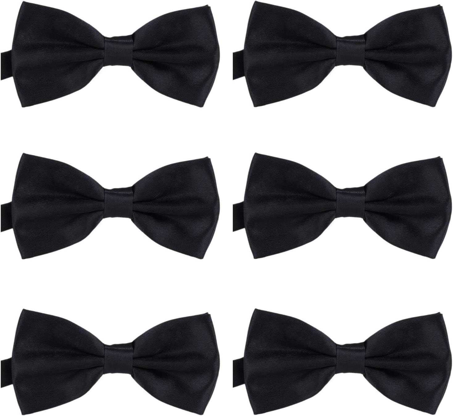 DonDon Lot de 6 nœuds papillon homme 12 x 6 cm avec crochet déjà lié et réglable