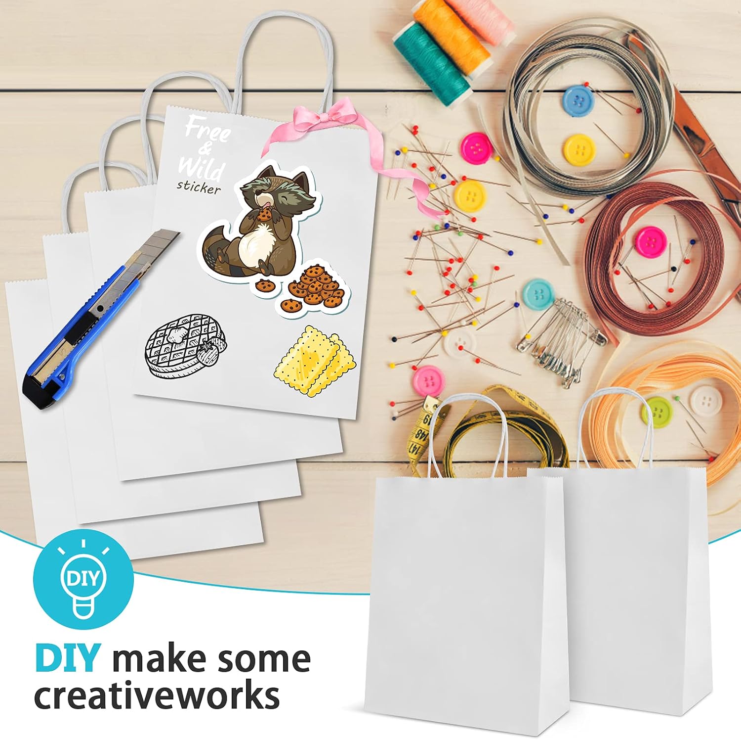 Thumbnail 3 de HAUSPROFI 30pcs Kraft Paper Bags 130gsm