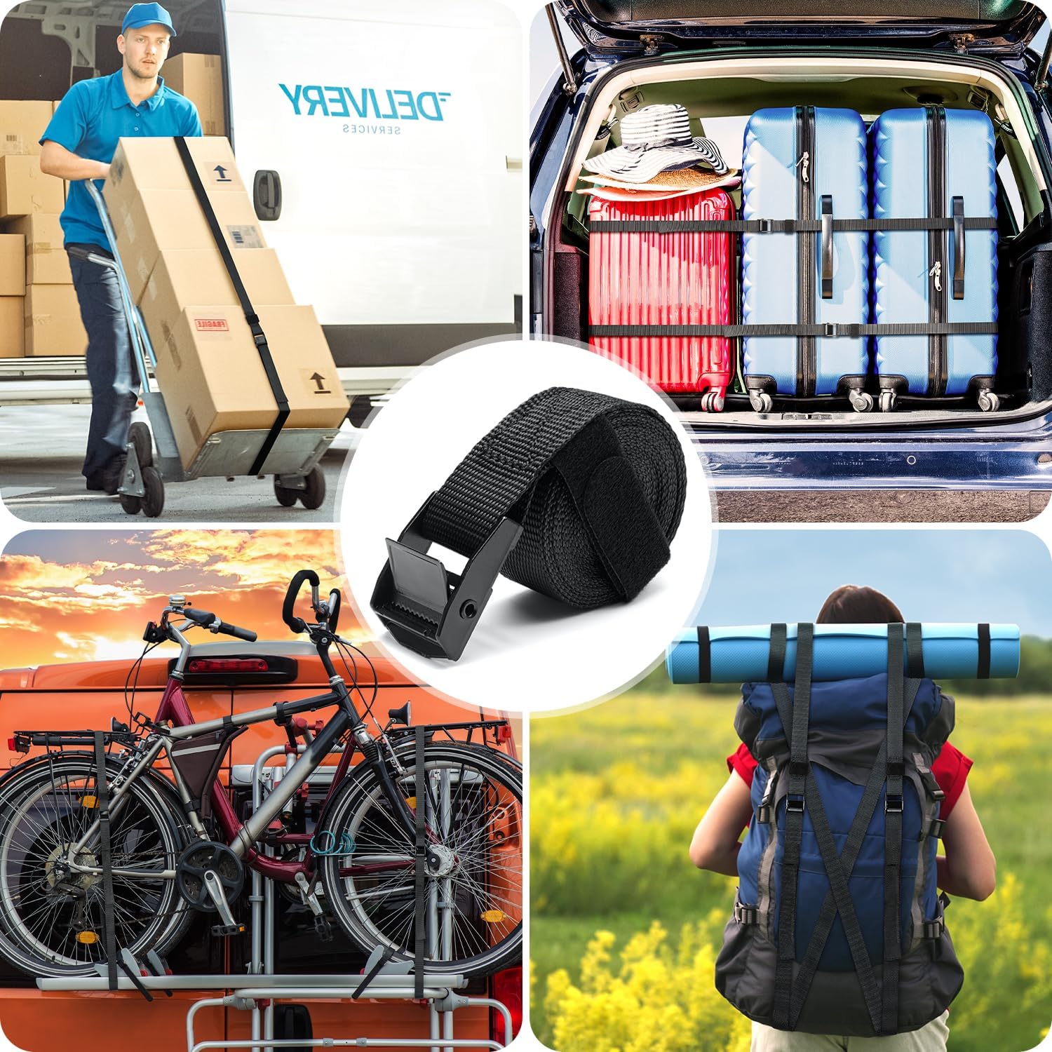Thumbnail 6 de Ohuhu Tie Down Straps 10 Pack, 2.5m, 250kg cargo straps 🚚