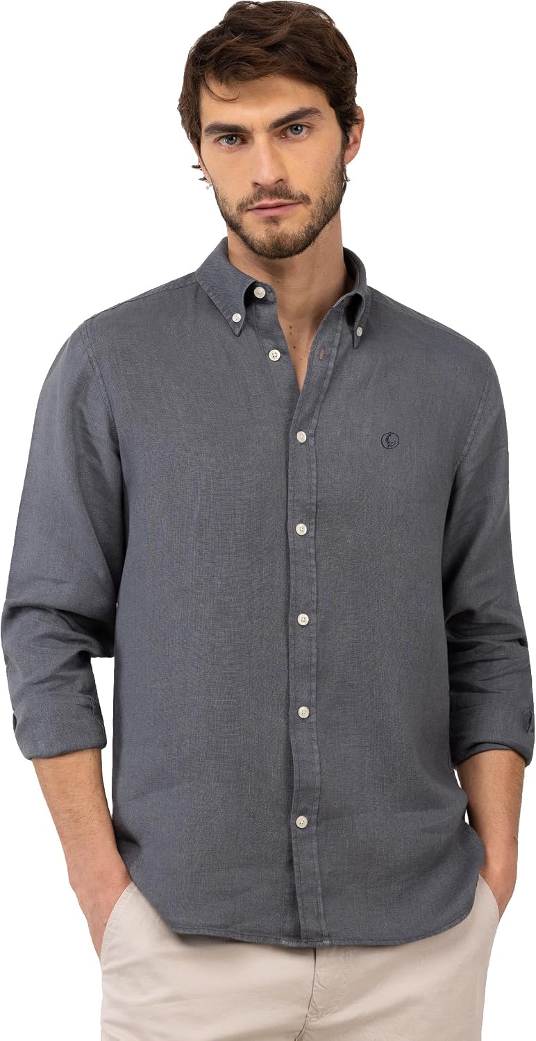 Thumbnail 6 de El Ganso Camisa Lino Garment Dyed Button Down Verde Oscuro