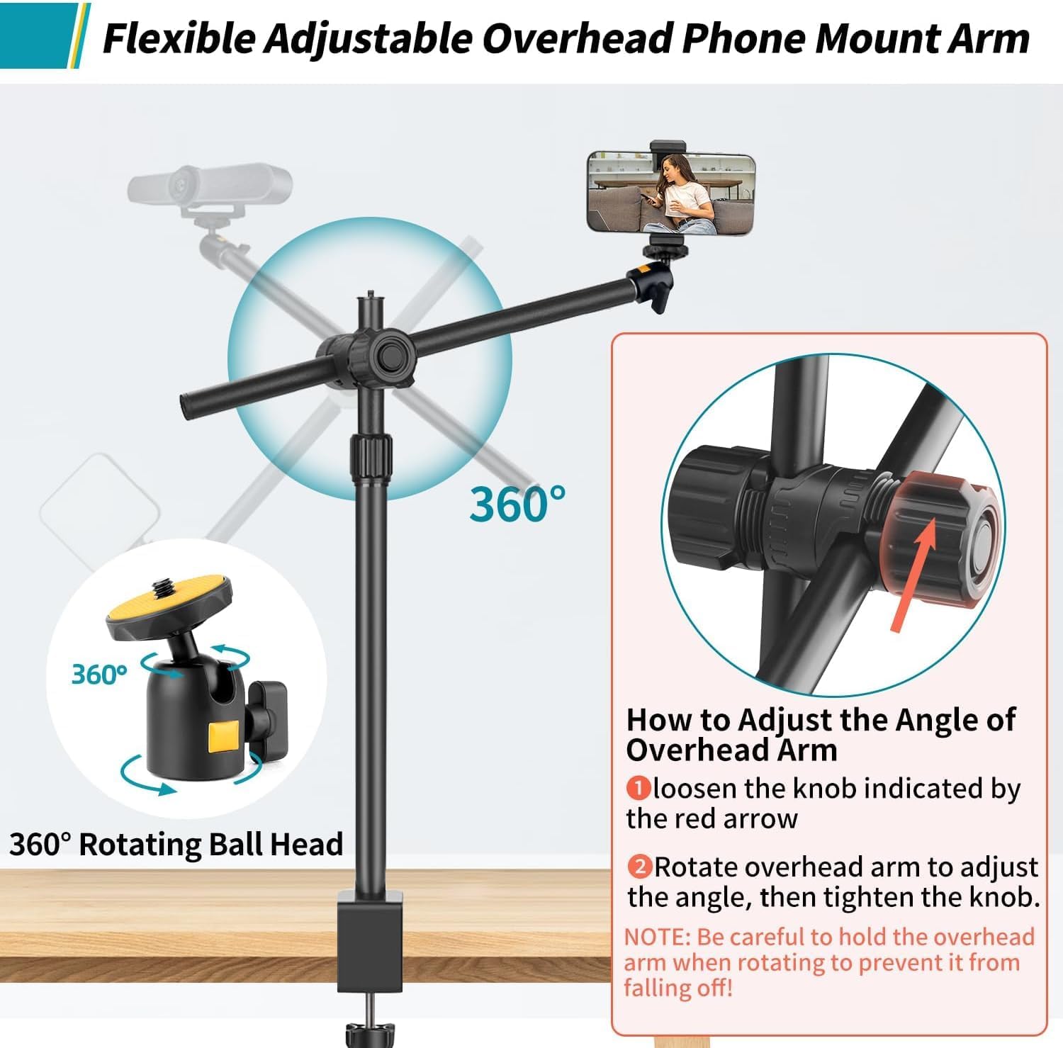 Thumbnail 5 de JEBUTU OS02 Camera Desk Mount with Flexible Overhead Arm
