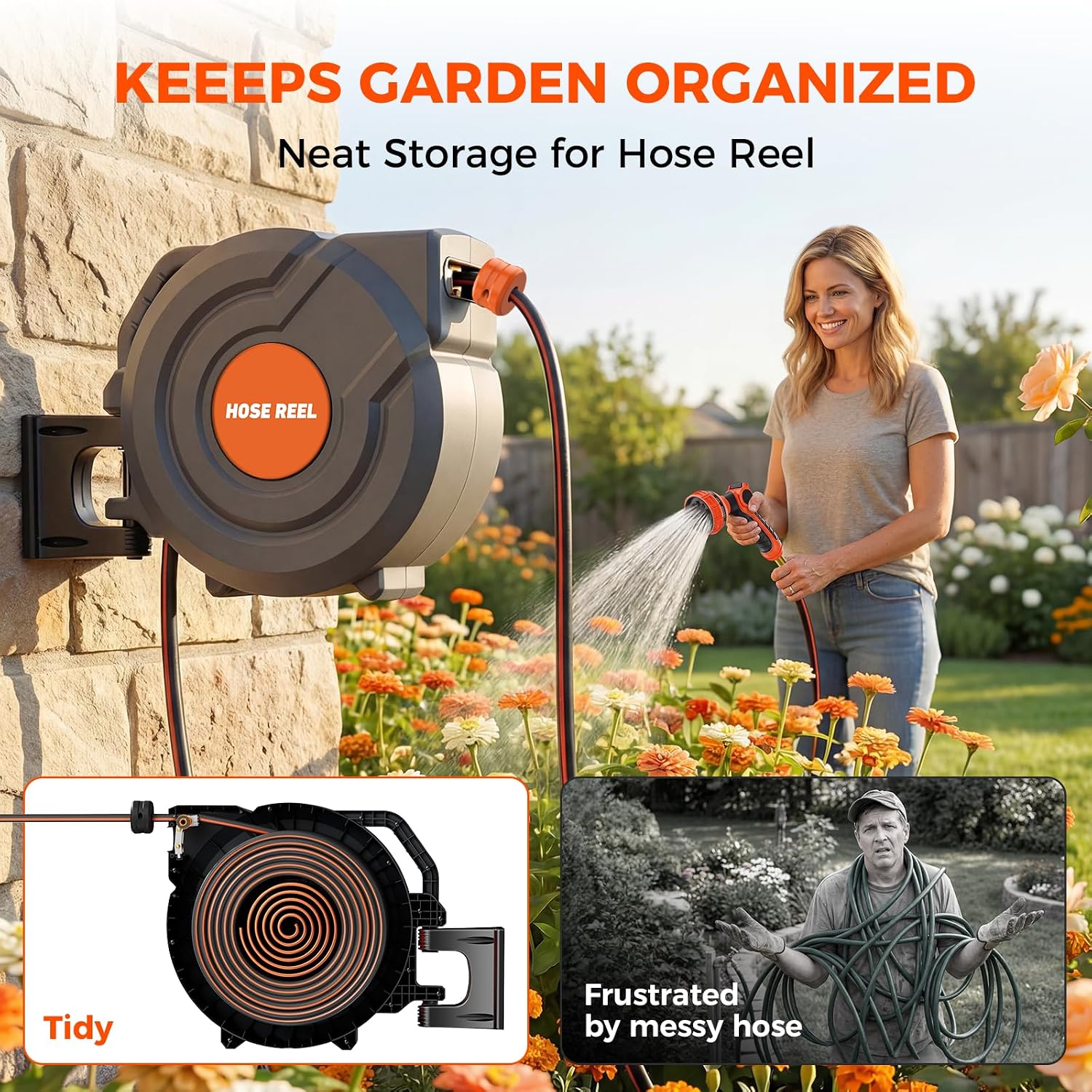 Detalle de Retractable Garden Hose Reel, 100 ft