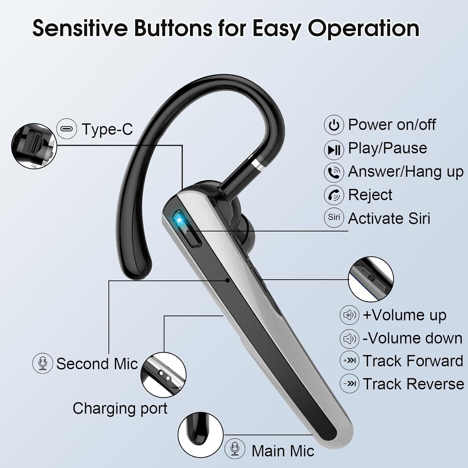 Thumbnail 6 de Atheewon V5.3: Kabelloses Bluetooth-Headset-Set mit ENC-Dualrauschunterdrückung und LED-Ladebox