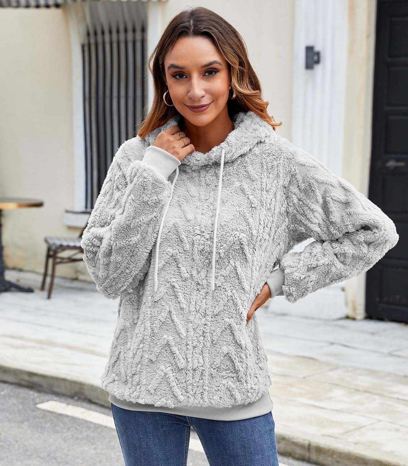 Thumbnail 4 de Zetieny Hoodie Damen Kapuzenpullover Teddy-Fleece: Warmer Casual-Look für Herbst und Winter
