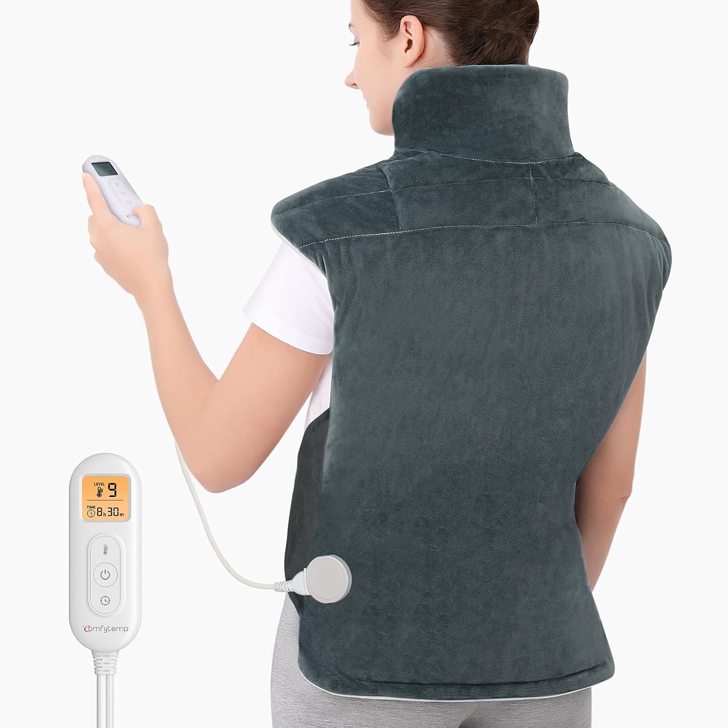 Detalle de Comfytemp gewichtetes Heizkissen für Rücken, Schulter & Nacken mit 9 Wärmestufen und Abschaltautomatik