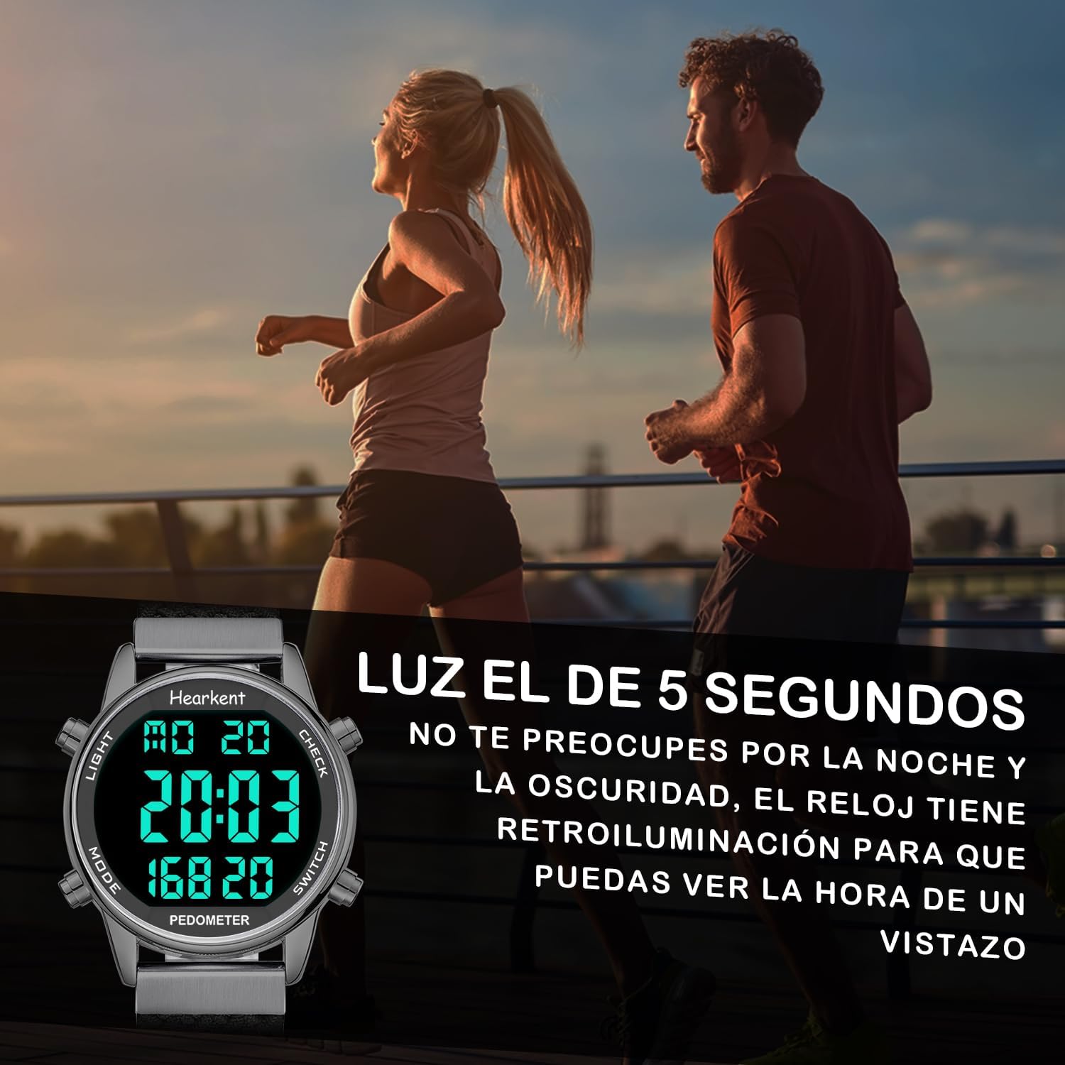 Detalle de Reloj podómetro Hearkent para Mujer 2401 (Verde): pasos, calorías y distancia sin carga ni app
