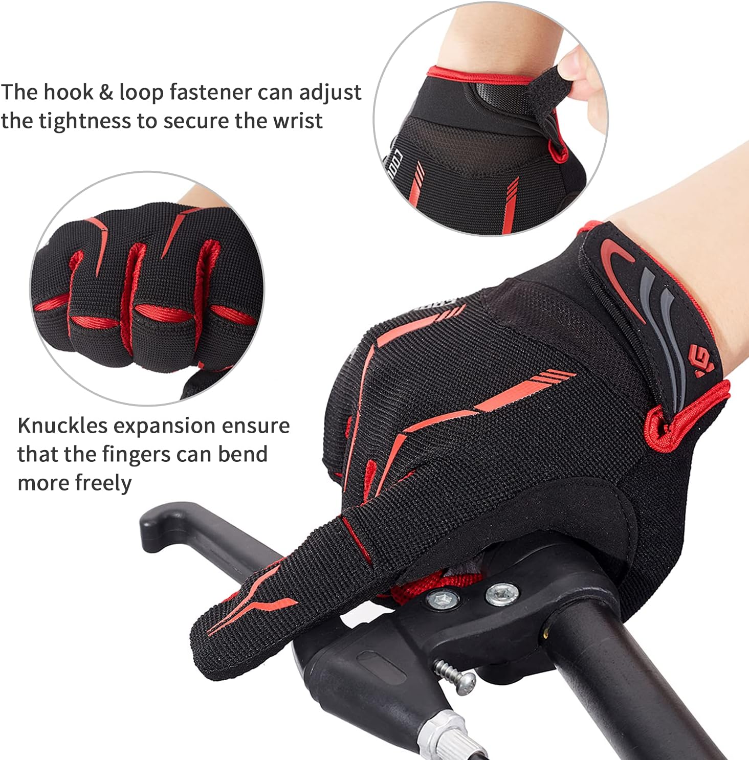 Detalle de I Kua Fly Vollfinger Fahrradhandschuhe – Gel-Dämpfung, Touchscreen-Kompatibilität & MTB-Passung
