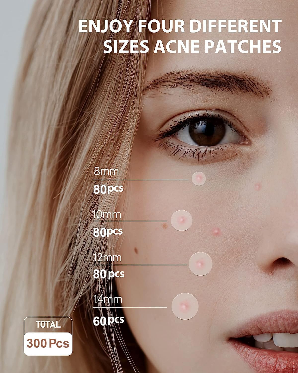 Detalle de Patch bouton hydrocolloïde 2-en-1 300 pièces (imperméable, invisible) pour acné jour et nuit
