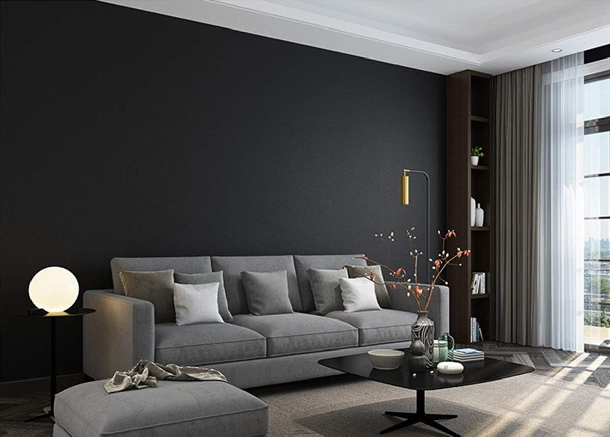 Detalle de Mercoy 40cm x 300cm peel and stick wallpaper (black self-adhesive) for walls, furniture & cabinets