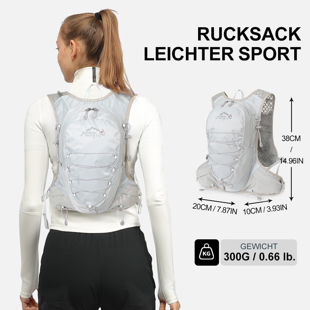 Detalle de INOXTO Sport Wasserbeutel Weste mit 1,5 l Trinkblase – Unisex Outdoor-Weste für Running, Wandern und Radfahren