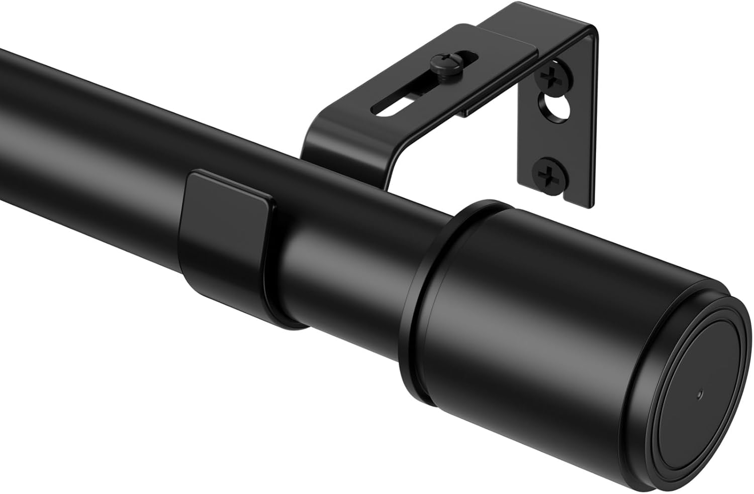 Detalle de PeSenp Gardinenstange Schwarz 76–325 cm, 25 mm Durchmesser – ausziehbar, rostbeständig, mattes Metallfinish