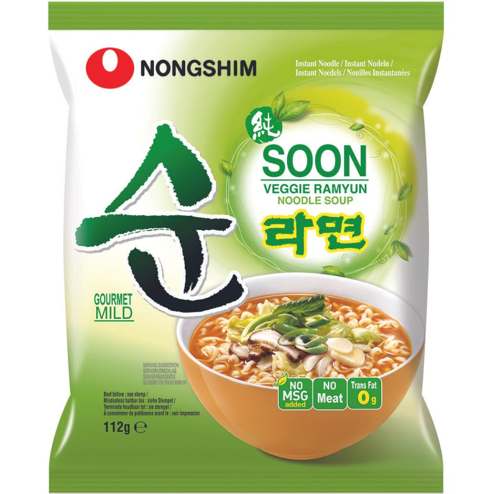 Nong Shim Soon Veggie Ramyun – Milde koreanische Gemüse-Nudelsuppe, 112 g