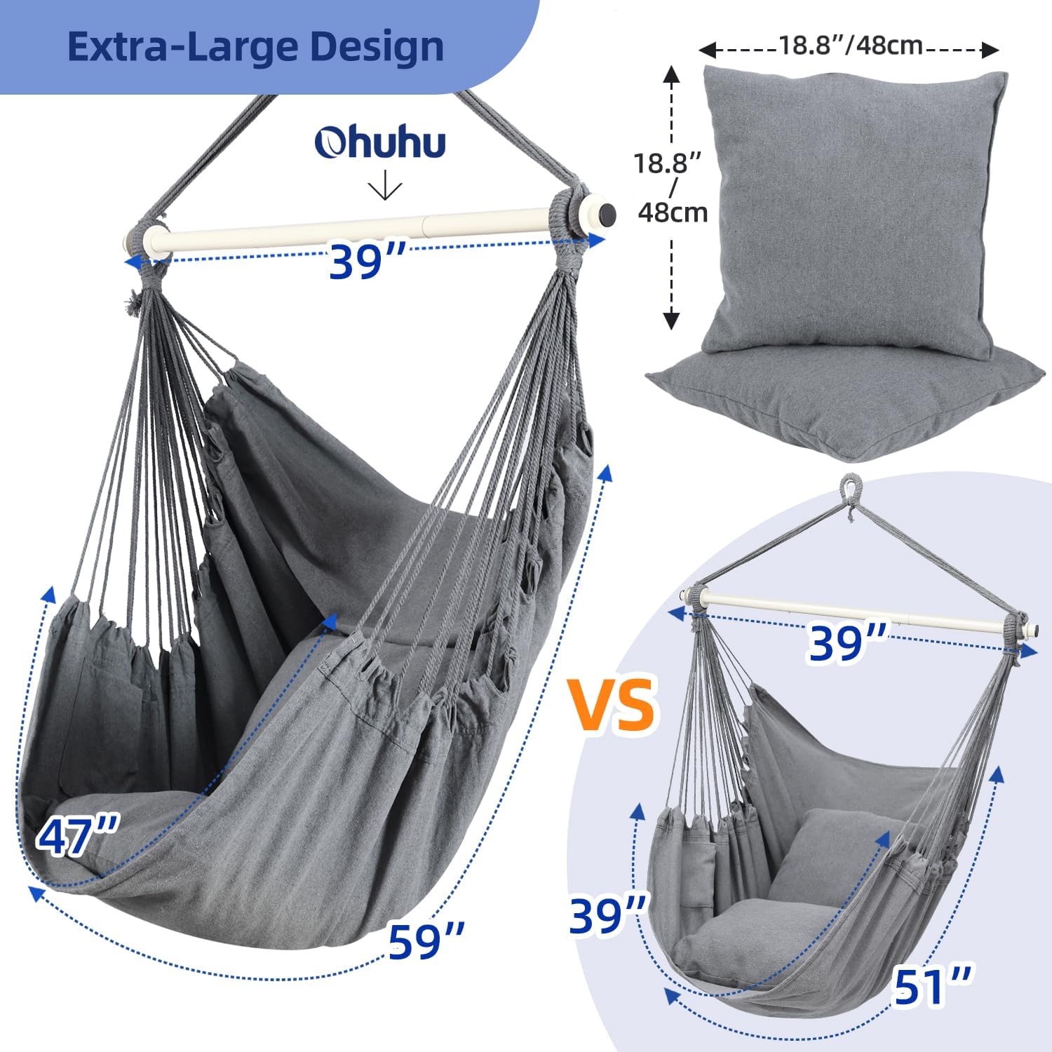 Thumbnail 1 de Ohuhu Hängesessel XL 150 kg