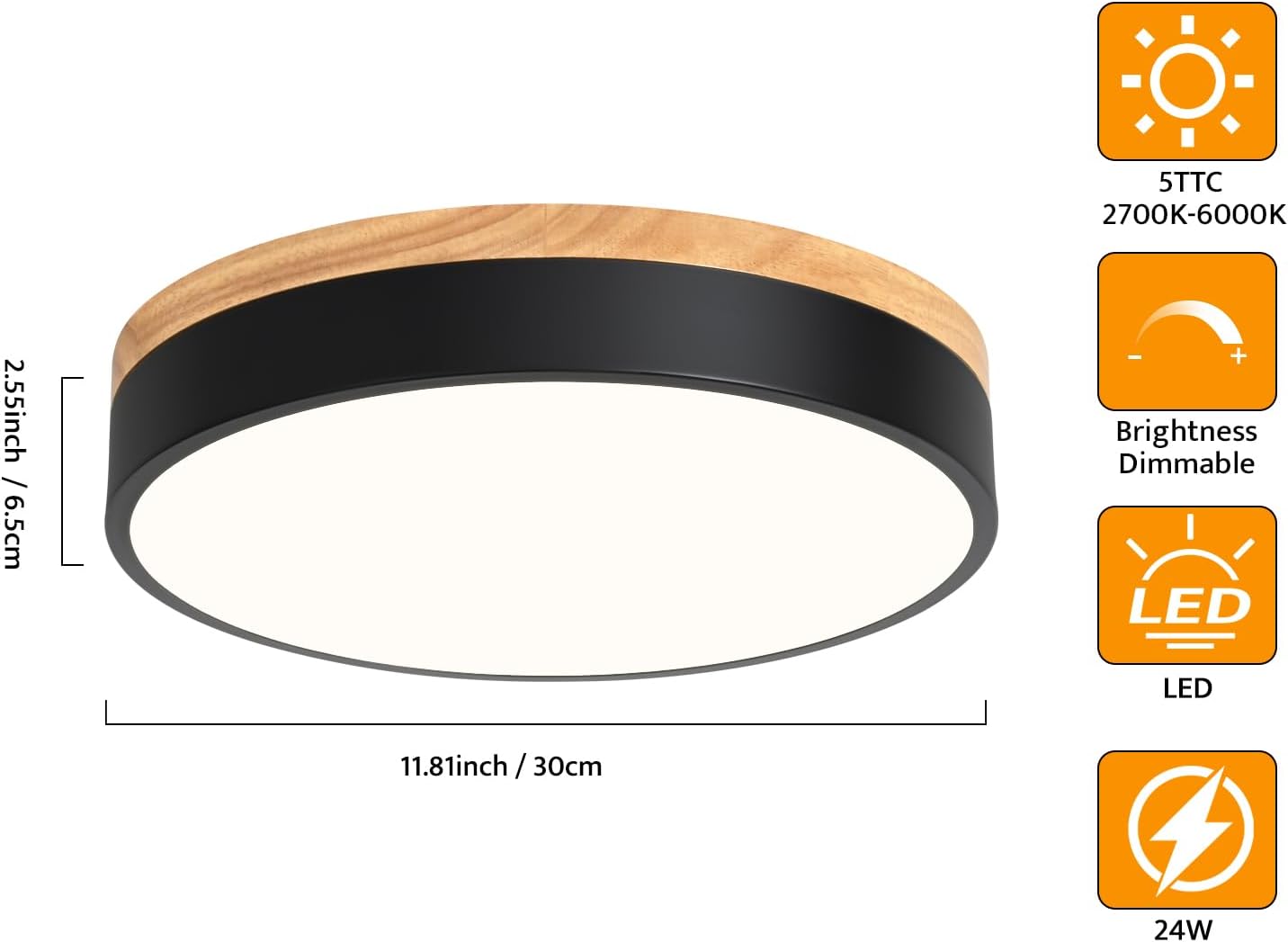 Detalle 2 de Yiisem LED flush-mount ceiling light, 11.8 in