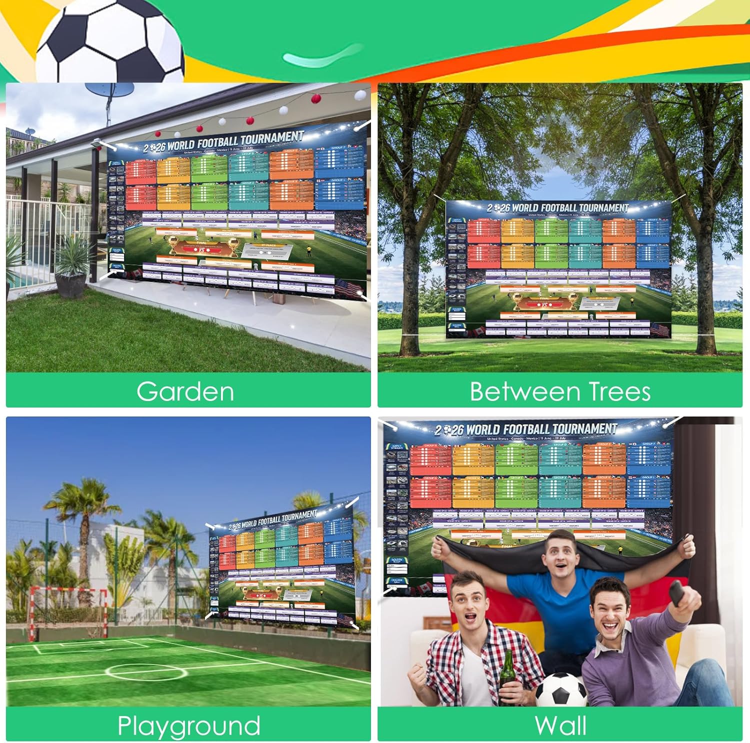 Thumbnail 4 de AhfuLife Large Fabric World Cup Wall Chart 2026 – 180 x 110 cm Backdrop Banner