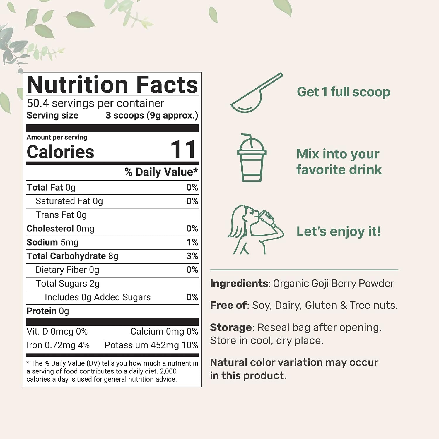 Thumbnail 1 de Micro Ingredients Organic Goji Berry Powder, 16 oz, Freeze-Dried, Vegan