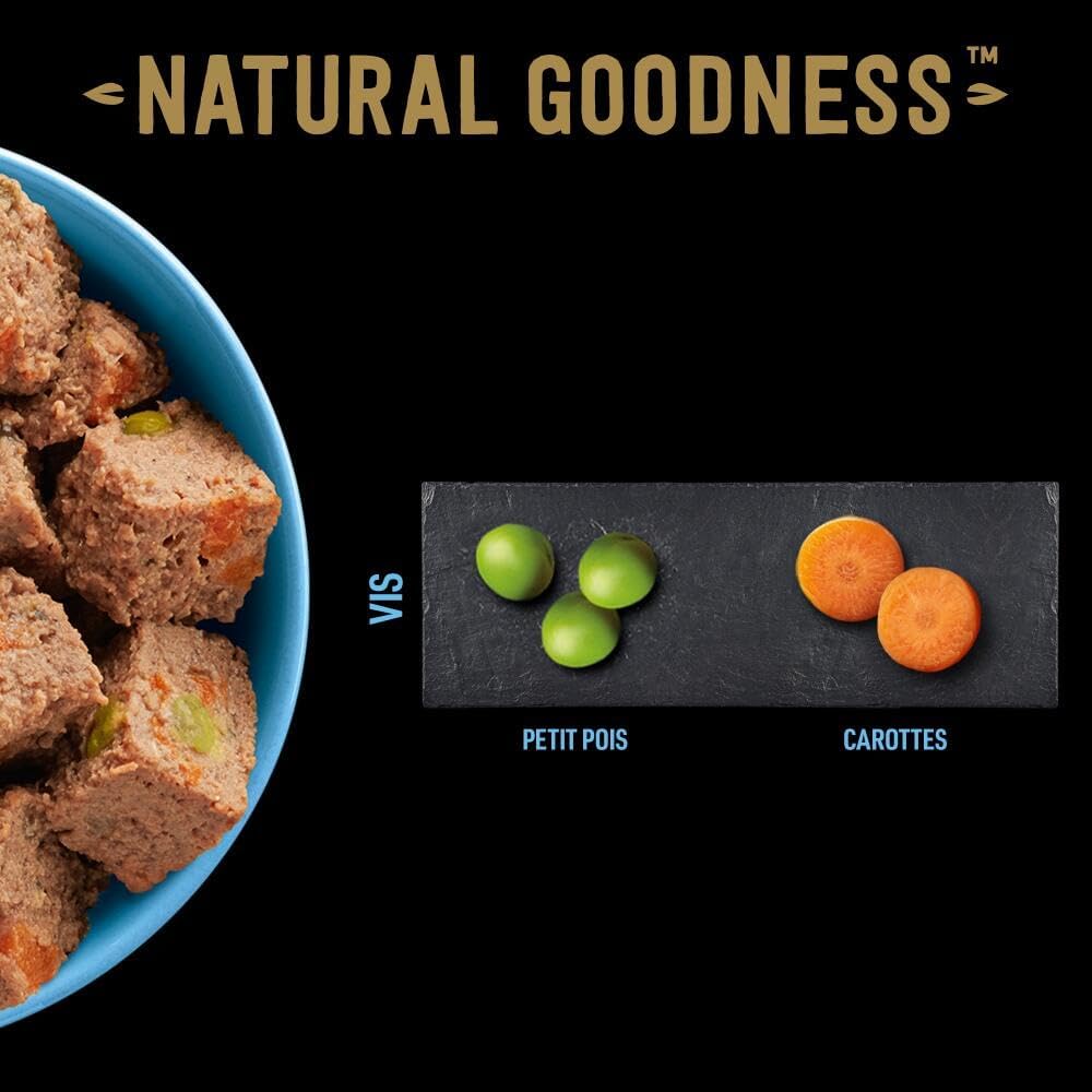 Detalle 2 de Cesar Barquettes Natural Goodness Bio Terrine – Nourriture humide pour chien, Poissons garnis de petits pois et carottes – Lot de 16 barquettes x 100 g