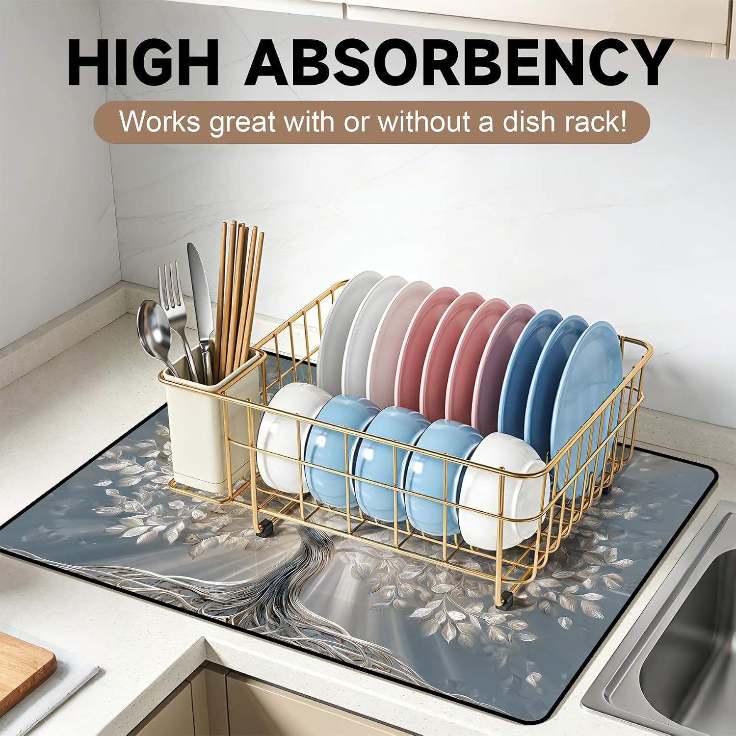 Detalle de AOHMPT STC Stove Cover Mat, Non-Slip Drying Mat, Colorful1, 28.5 x 20 Inch