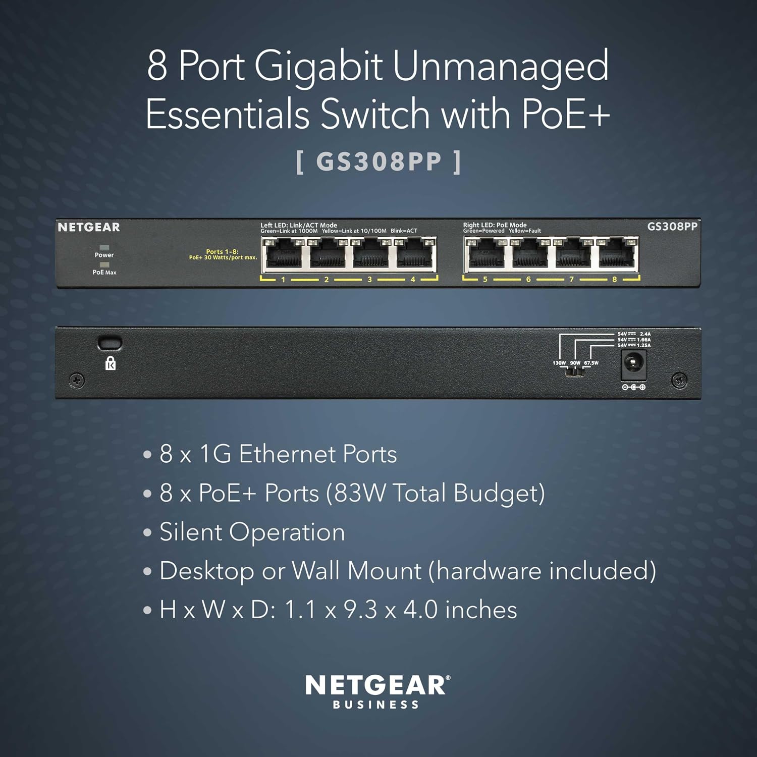 Detalle de NETGEAR PoE Gigabit Ethernet Switch GS308PP