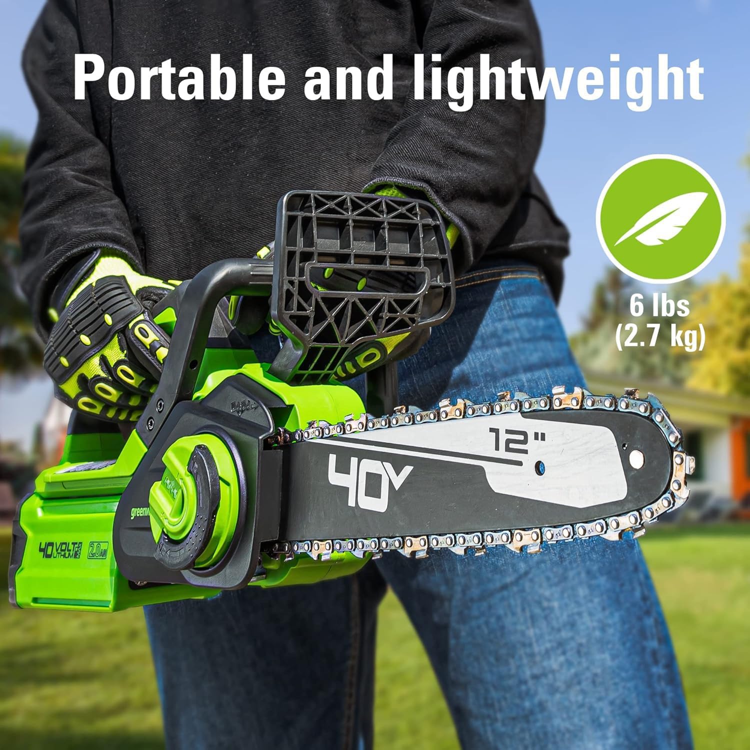Detalle 2 de Greenworks cordless chainsaw, 12-inch