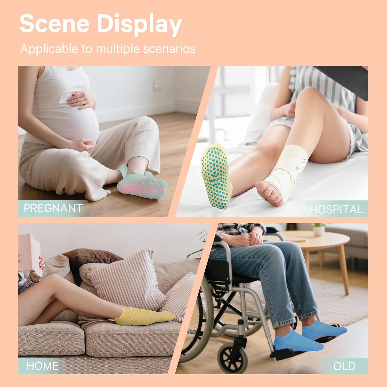 Thumbnail 2 de Muezna Pilates Grip Socks, 6-Pair Pack