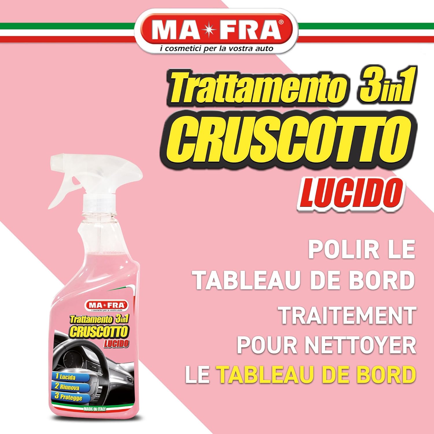 Detalle 2 de Mafra H0802 3en1 Traitement de Tableau de Bord Poli – parfum Océan, 500 ml