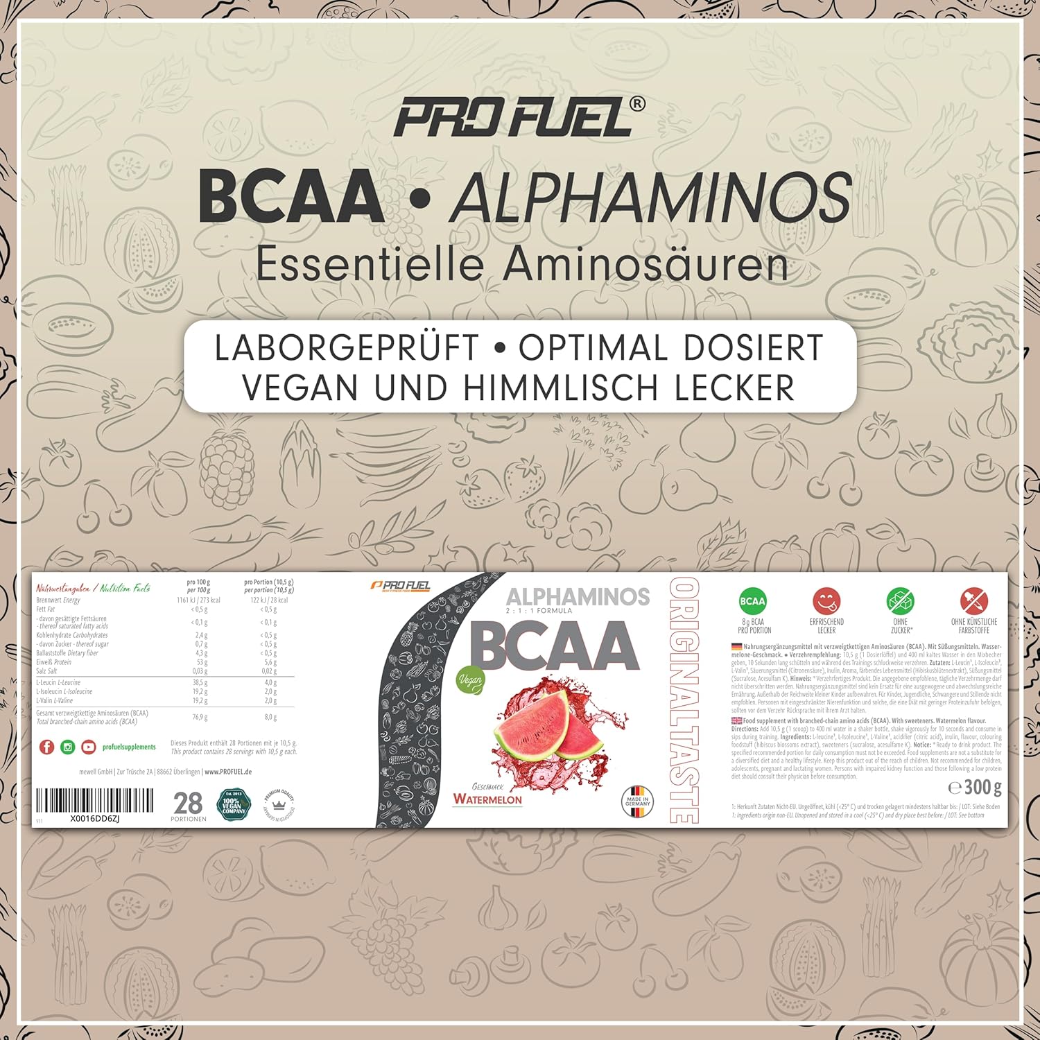 Thumbnail 5 de Alphaminos BCAA 2:1:1 Pulver 300 g – Wassermelone 🍶